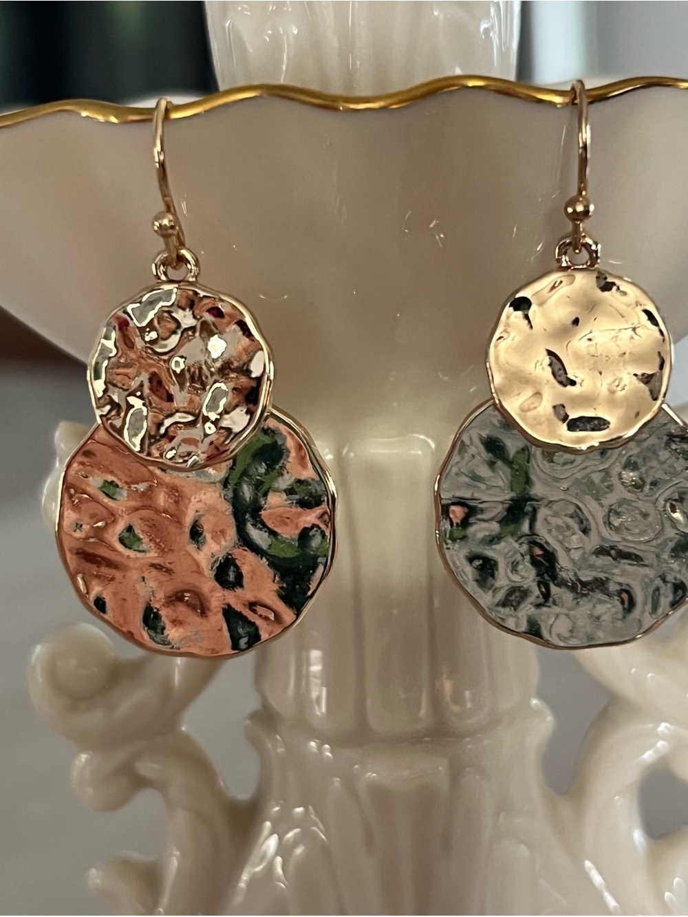 Style and Co. from Macys Gold-Tone Double Hammered Disc Drop Earrings - Picture 7 of 9